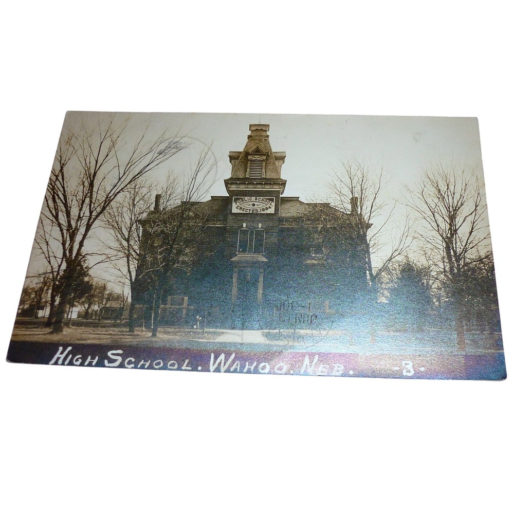 1911 Wahoo NE High School Public School 1884 RPPC